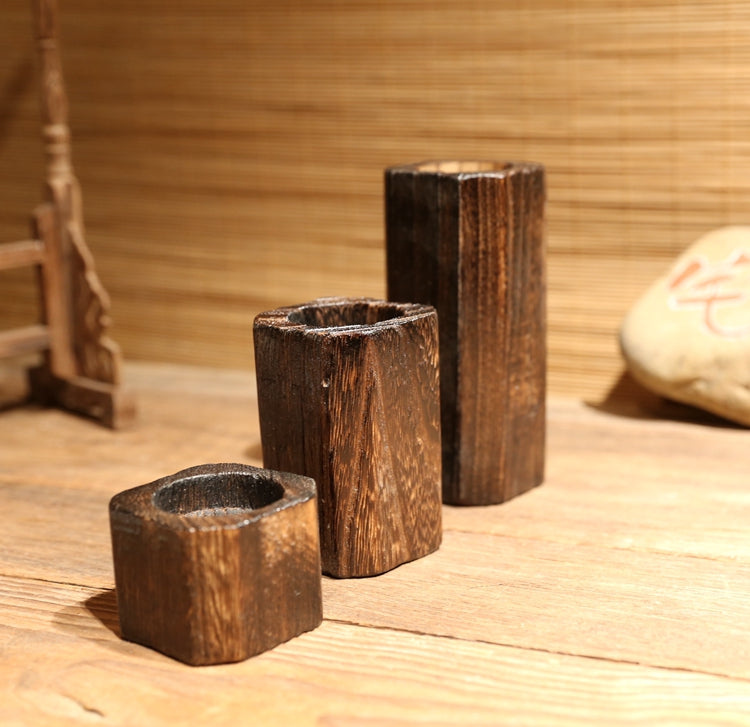 Set of 3 Handcrafted Wooden Candle Holders | Bloom Intimate