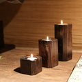 Set of 3 Handcrafted Wooden Candle Holders | Bloom Intimate