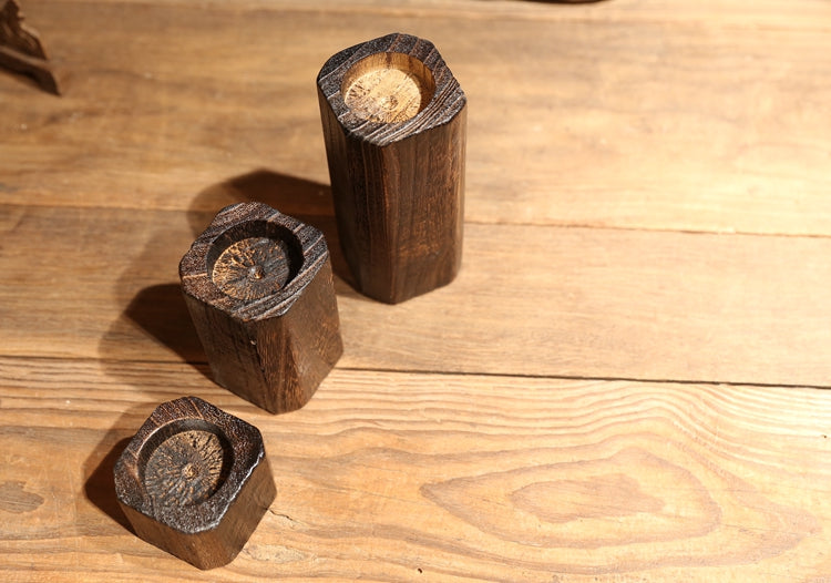 Set of 3 Handcrafted Wooden Candle Holders | Bloom Intimate