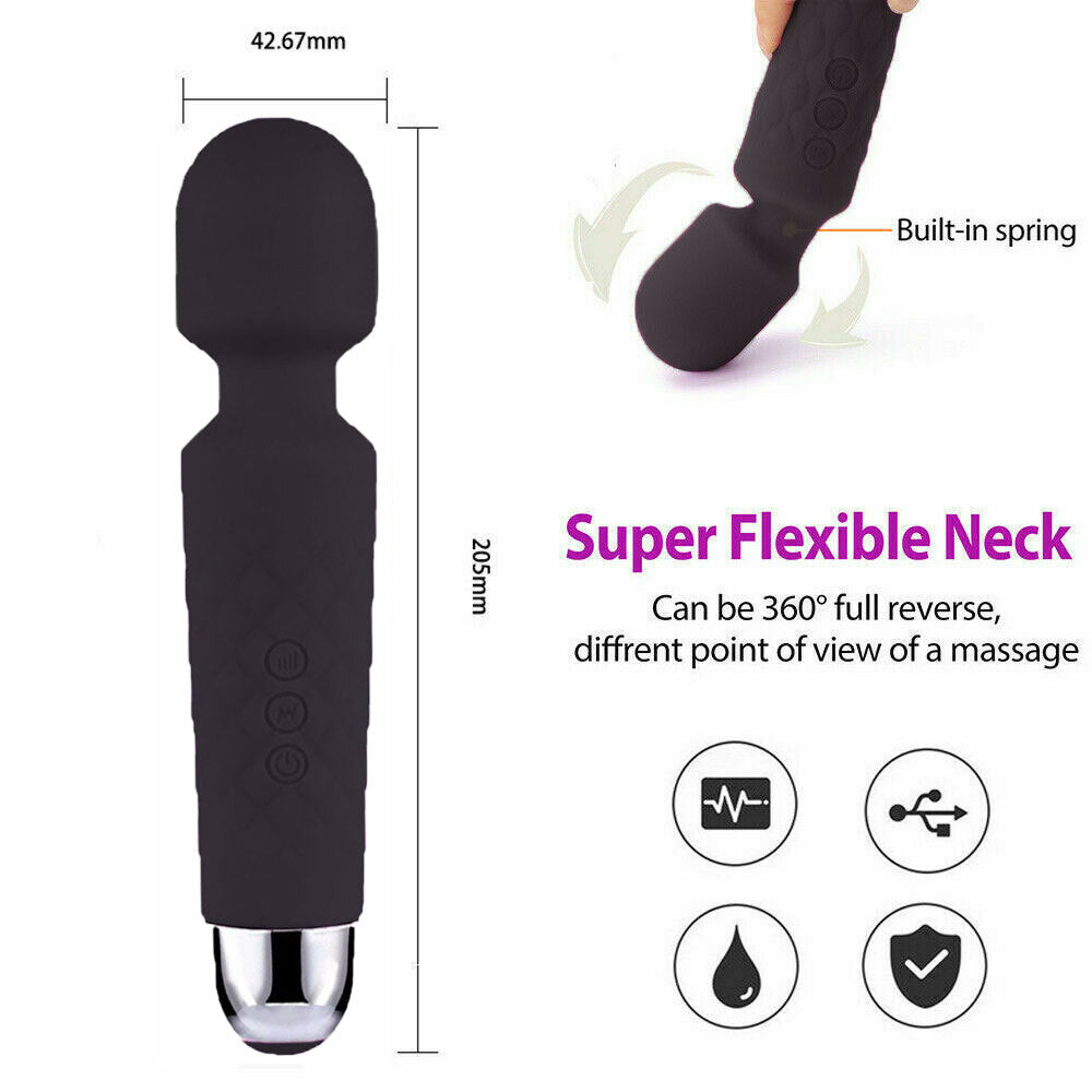 Bloom Ritual Body Massage Wand - 20 Modes 8 Speeds Flexible Neck Waterproof