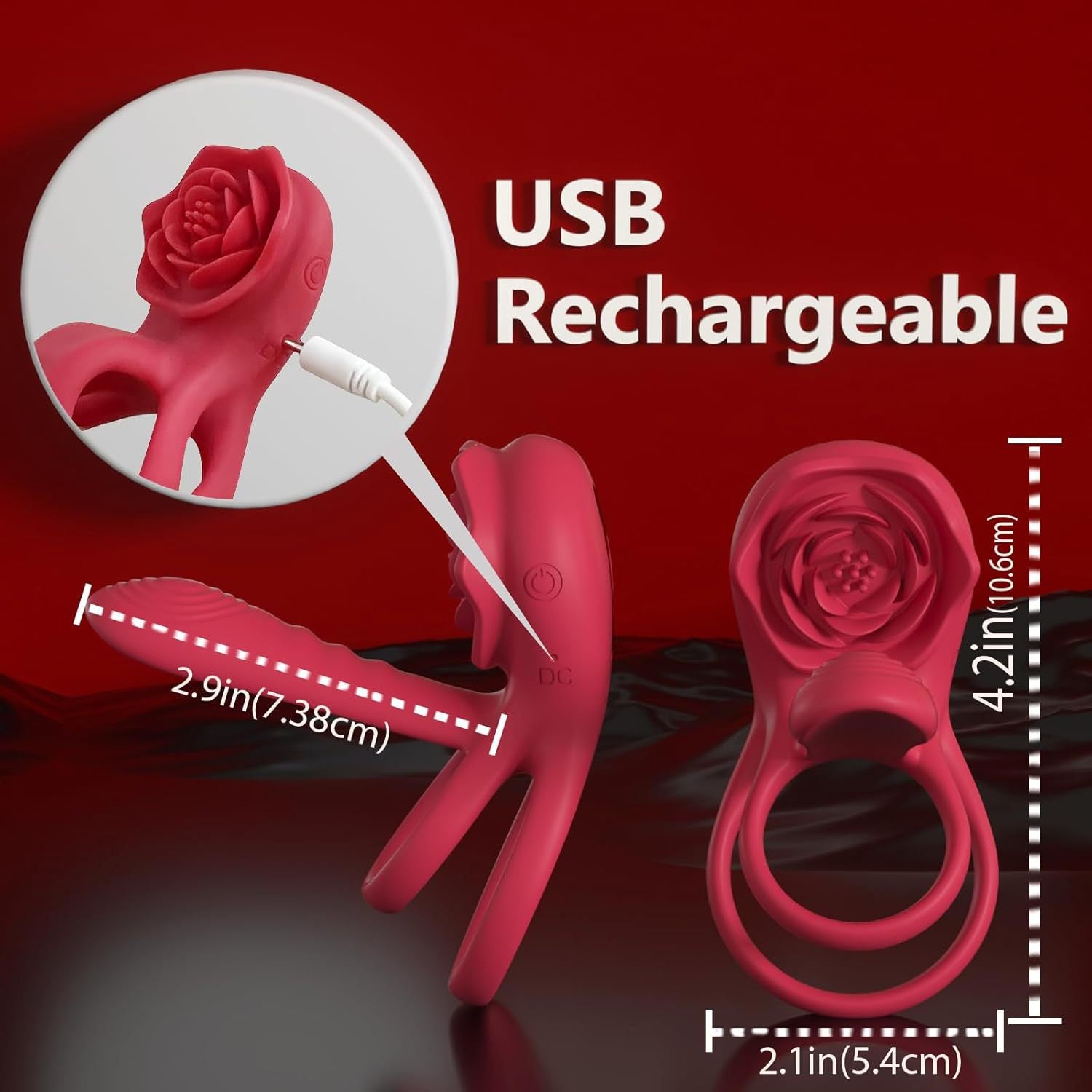 Bloom Ritual Rose Dual Vibrating Cock Ring - Couples Pleasure Toy