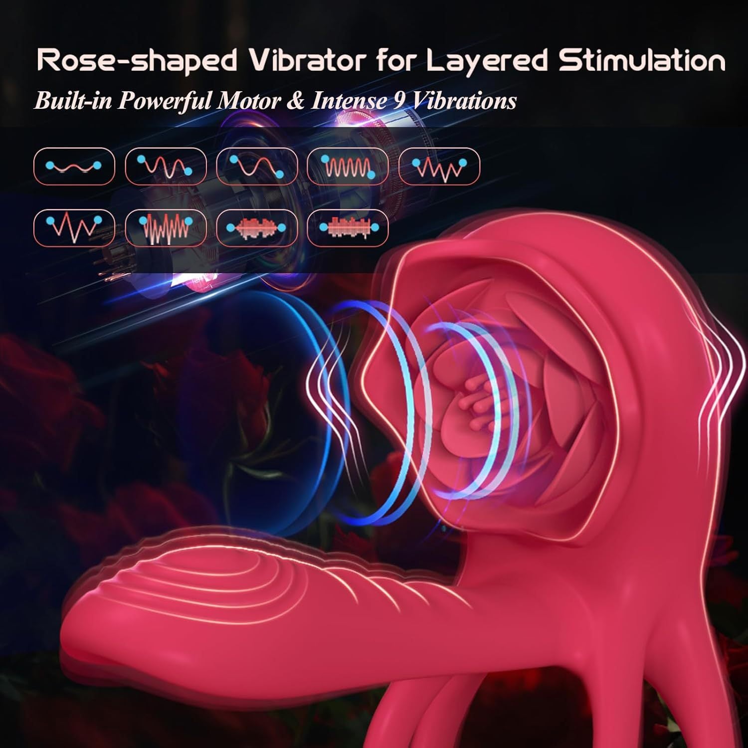 Bloom Ritual Rose Dual Vibrating Cock Ring - Couples Pleasure Toy