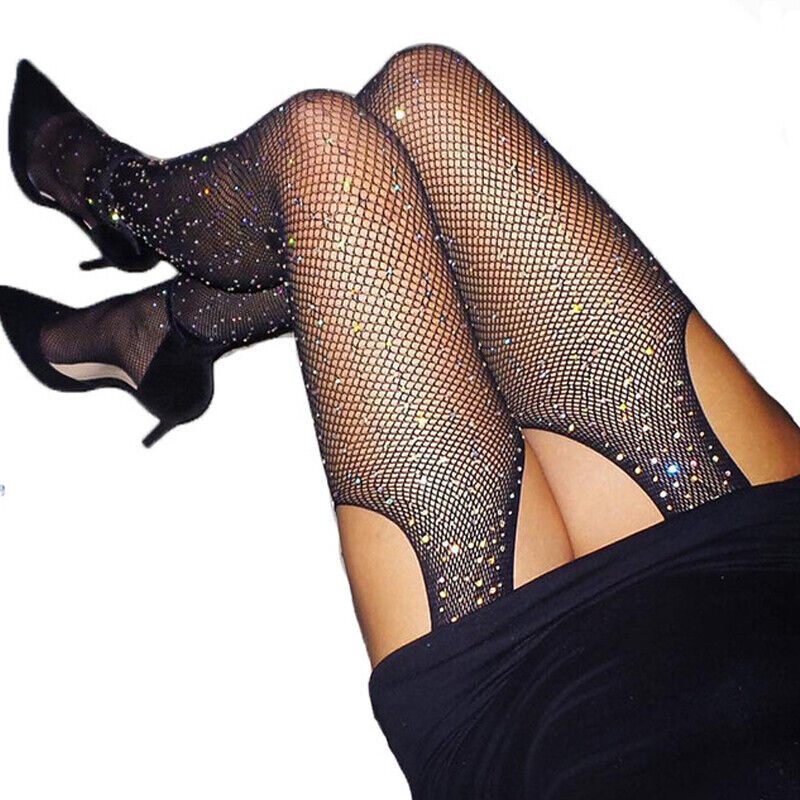 Crystal Rhinestone Fishnet Stockings Luxury Suspender Tights | Bloom Intimate