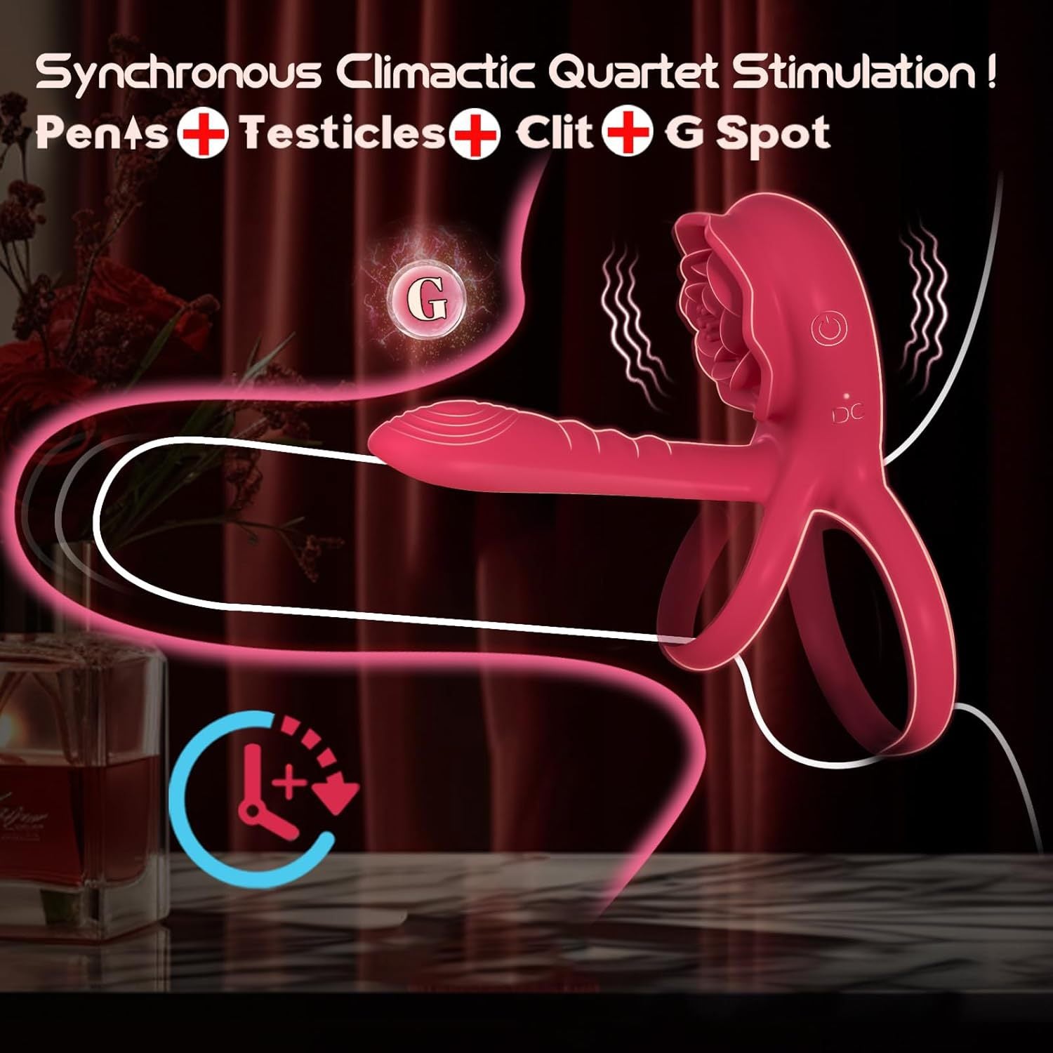 Bloom Ritual Rose Dual Vibrating Cock Ring - Couples Pleasure Toy