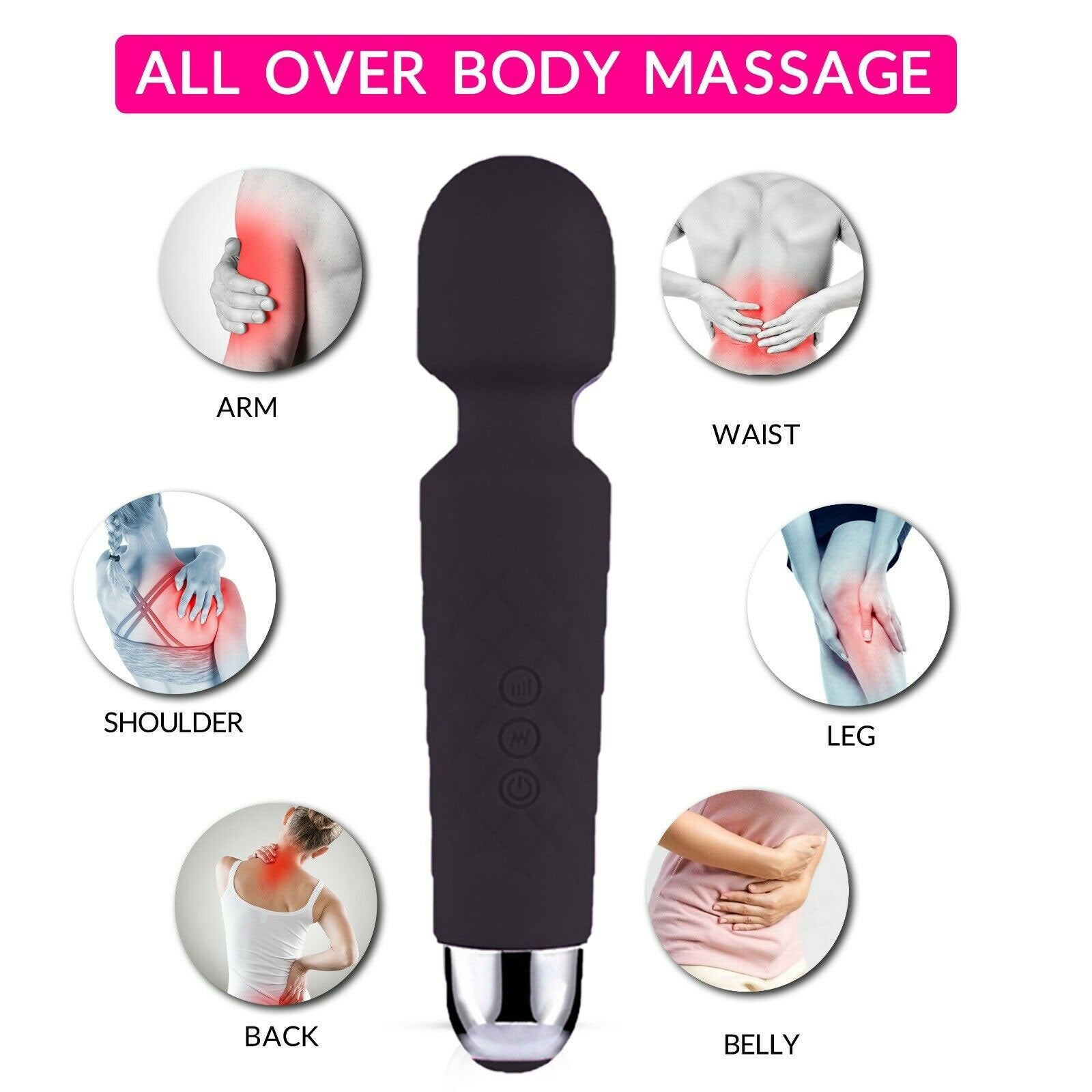Bloom Ritual Body Massage Wand - 20 Modes 8 Speeds Flexible Neck Waterproof