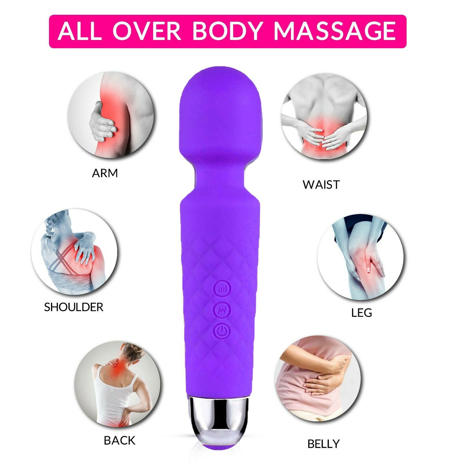 Bloom Ritual Body Massage Wand - 20 Modes 8 Speeds Flexible Neck Waterproof