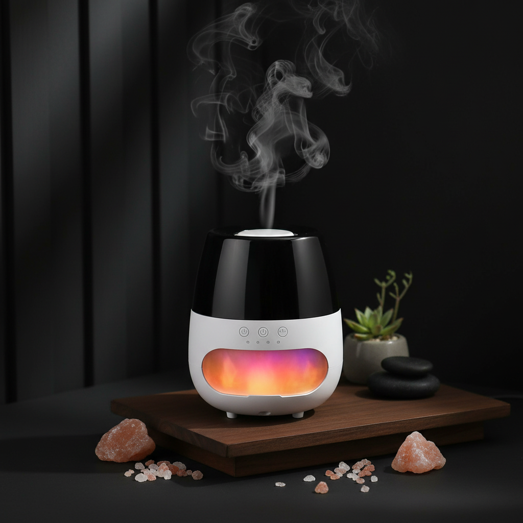Salt Stone Flame Aromatherapy Diffuser zen meditation scene
