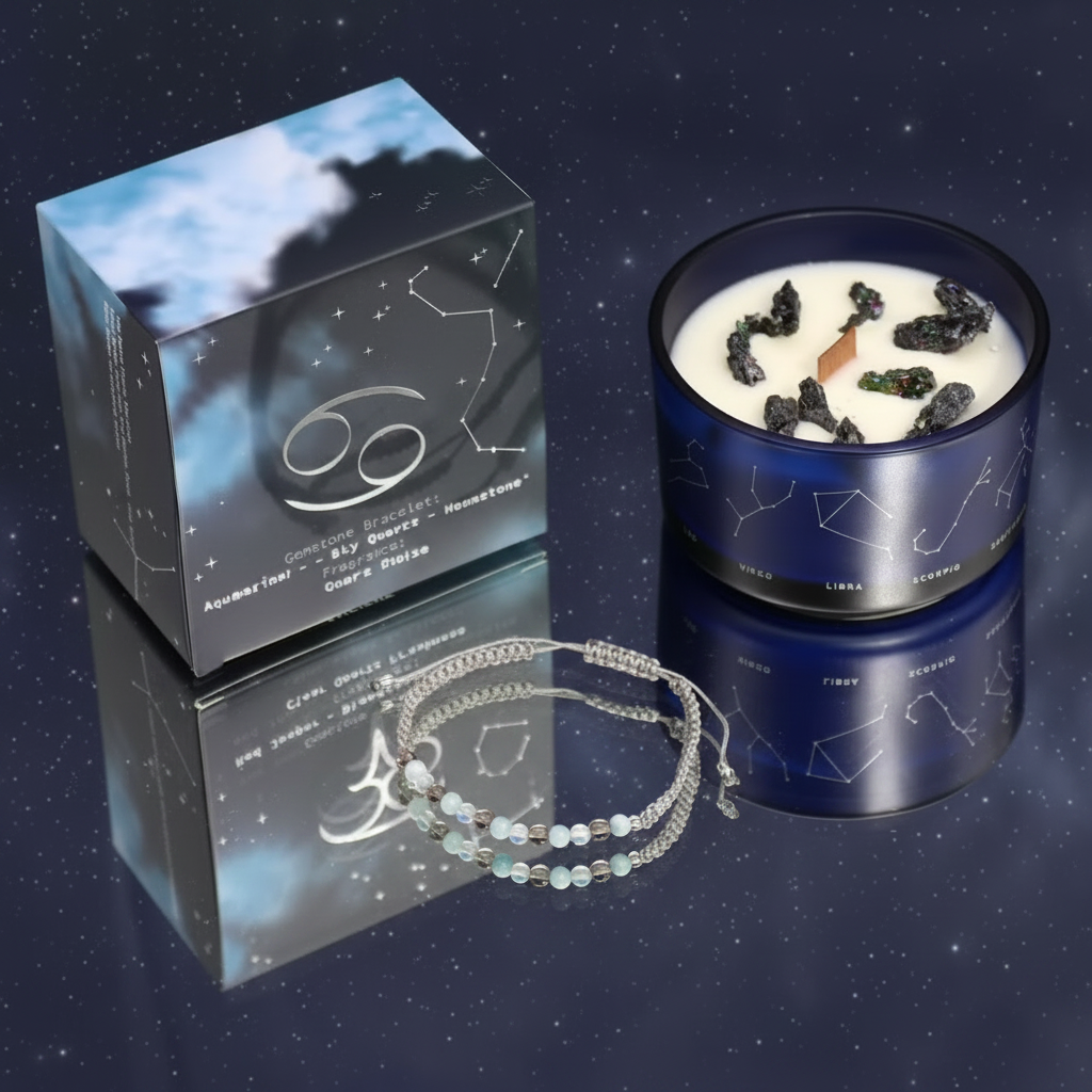 Zodiac crystal candle single set with gift box