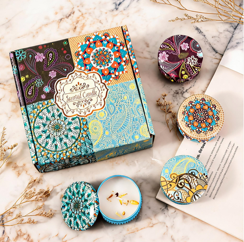 Botanical Mandala Scented Candle Gift Set - Style B