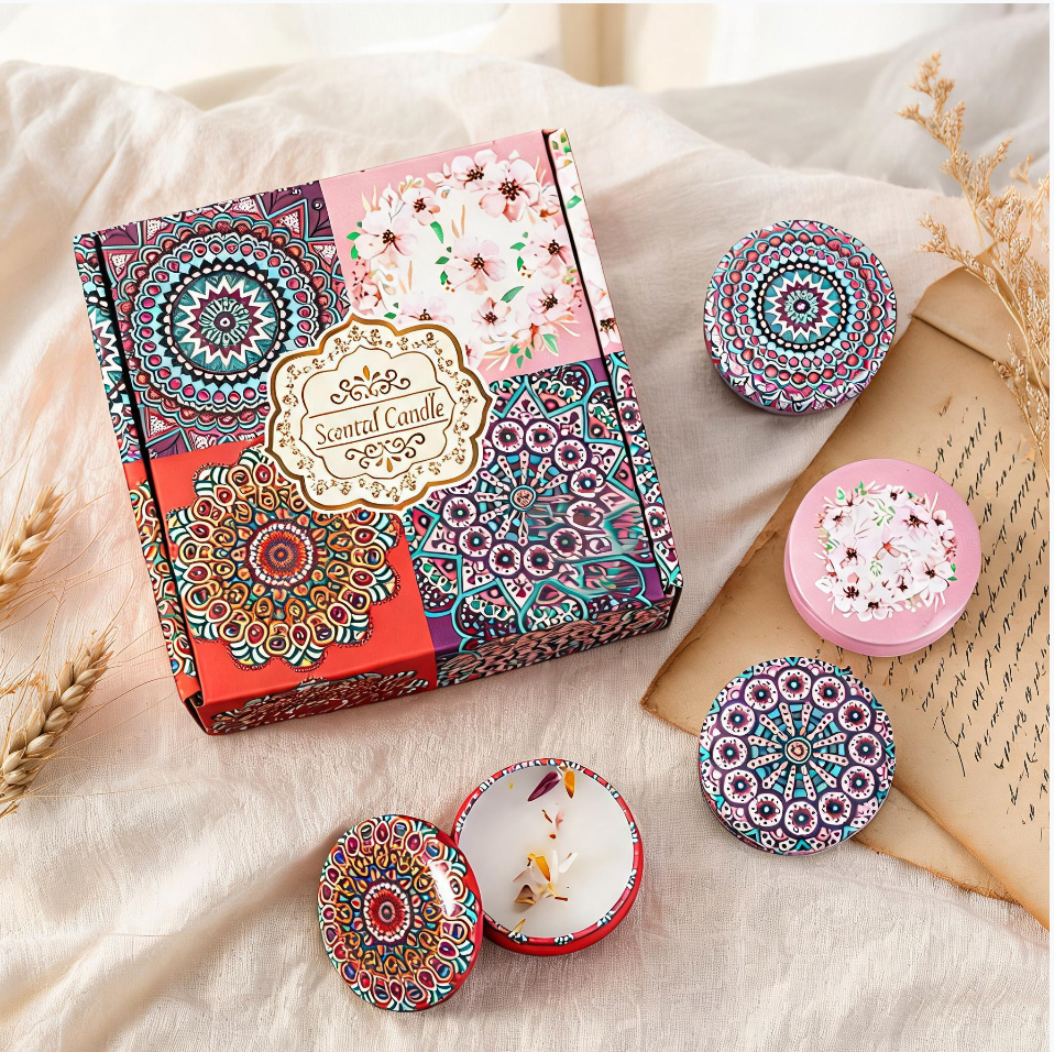 Botanical Mandala Scented Candle Gift Set - Style C