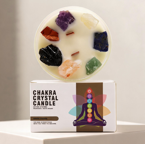 Seven Chakra Crystal Candle with Seven Stones - Fragrance: Moon Beams