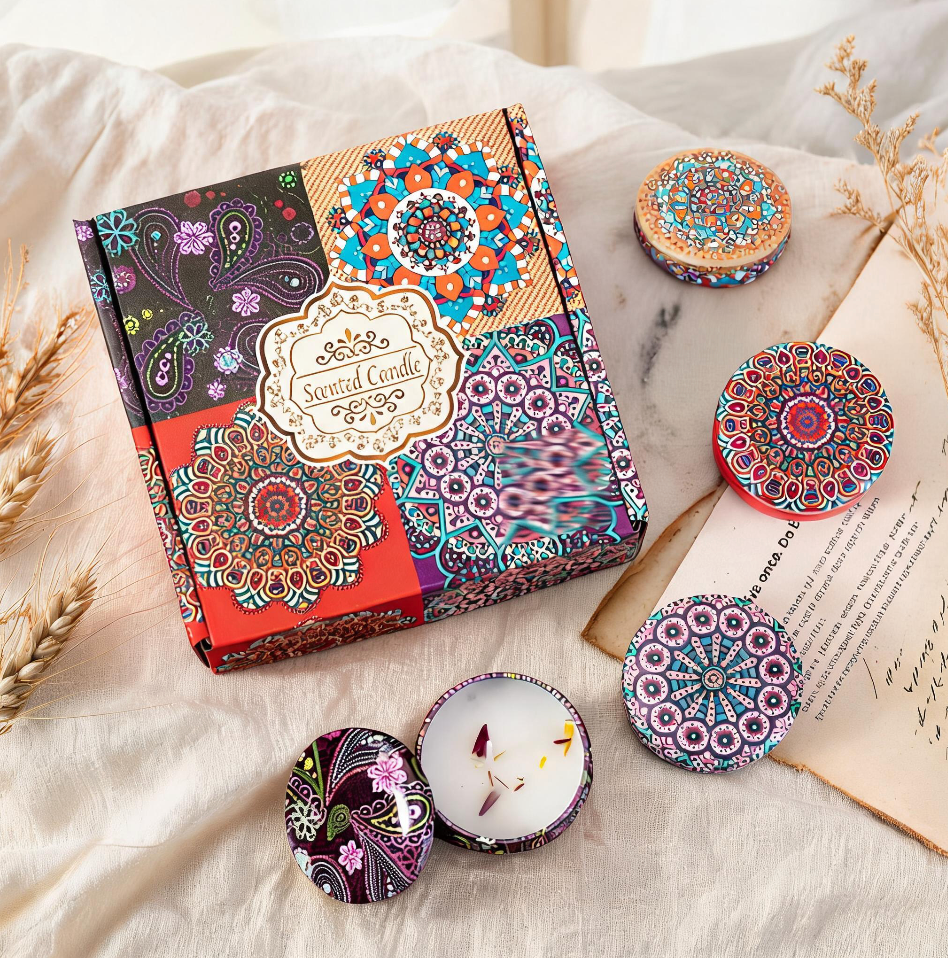 Botanical Mandala Scented Candle Gift Set - Style D