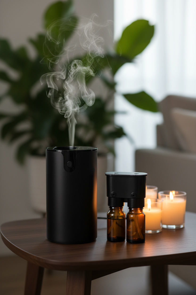 Black nebulizer living room lifestyle